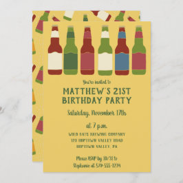 Invitación Botellas de cerveza Gráfica fiesta de cumpleaños p