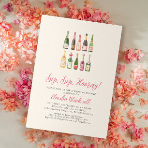Invitación Botellas de champán Sip Hooray Ducha Nupcial