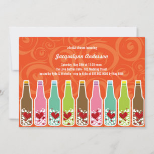 Invitación Botellas de Love Hearts Whimsical Bridal Shower Fi