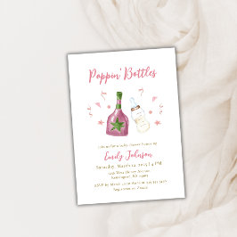 Invitación Botellas de pino dorado rosa Champán Baby Shower