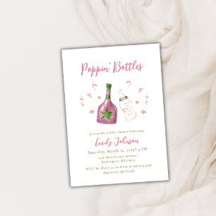 Invitación Botellas de pino dorado rosa Champán Baby Shower