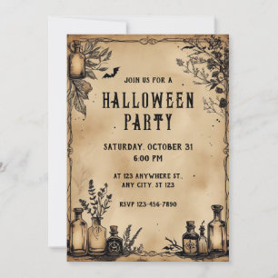 Invitación Botellas de poción Papel pergamino Textura Hallowe