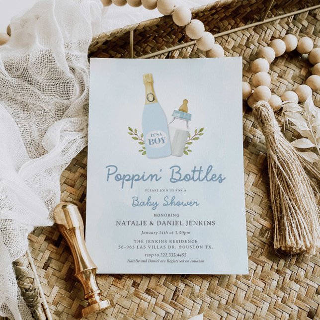 Invitación Botellas de Poppin Boy Baby Shower (Subido por el creador)