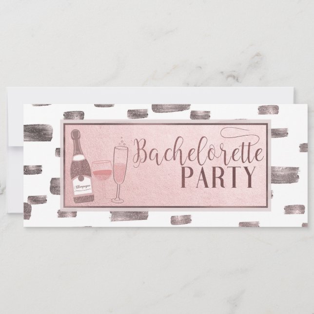 Invitación Botellas de Poppin' de la moderna Glam Bachelorett (Anverso)