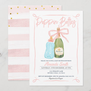 Invitación Botellas de Poppin Rosa Invitan a CoEd Baby Shower