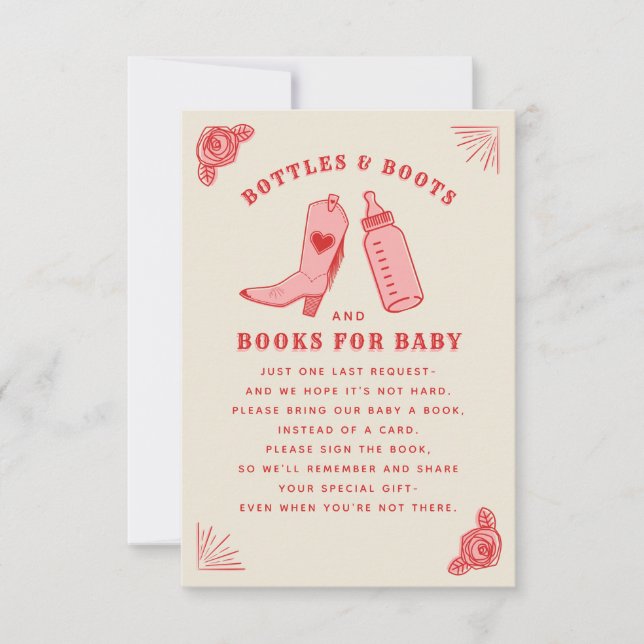 Invitación Botellas Libros Libros Solicitud de libro de Baby  (Anverso)
