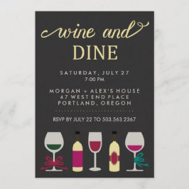 Invitación Botellas modernas de Fiesta de vino negro y oro y 