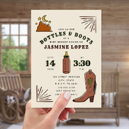 Invitación Botellas y Boots Cactus Moon Cowboy Baby Shower