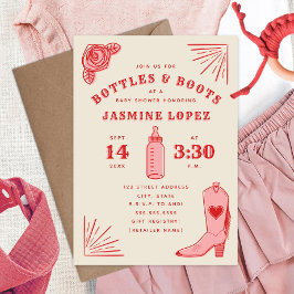 Invitación Botellas y Boots Cowgirl Baby Shower