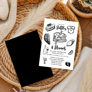 Invitación Botellas y Brunch Doodle Shower para Niño Negro