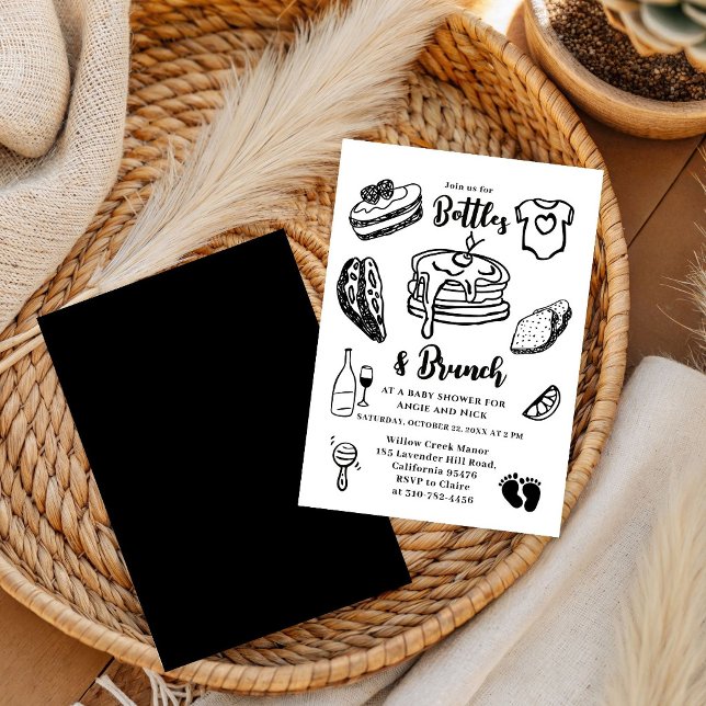 Invitación Botellas y Brunch Doodle Shower para Niño Negro (Subido por el creador)