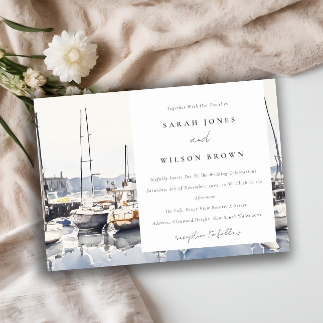 Invitación Botes costeros acolchados en el Boda de la capa ma (Subido por el creador)