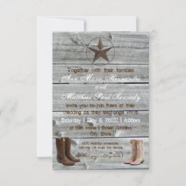 Invitación Botes de Cowboy de Madera con problemas-3x5Wedding