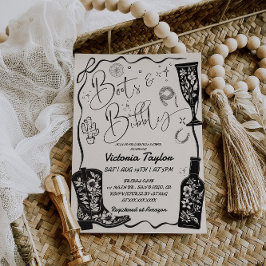 Invitación Botes occidentales y ducha de novias con burbujas