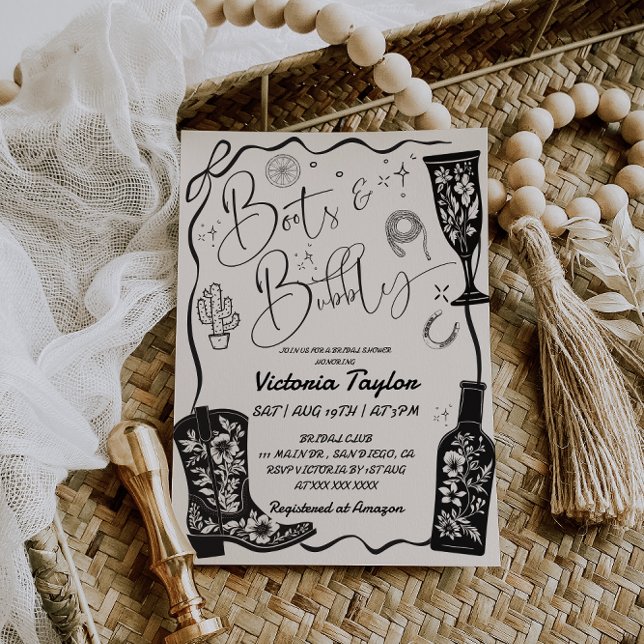 Invitación Botes occidentales y ducha de novias con burbujas (Subido por el creador)