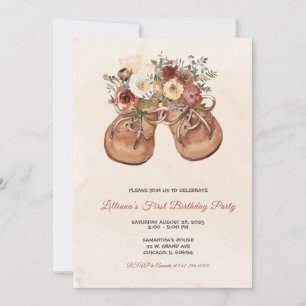 Invitación Botitas personalizables editables para primer cump