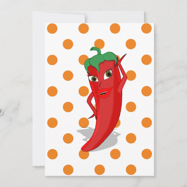 Invitación Botón de puntos Polka del Naranja Red Hot Pepper D (Anverso)