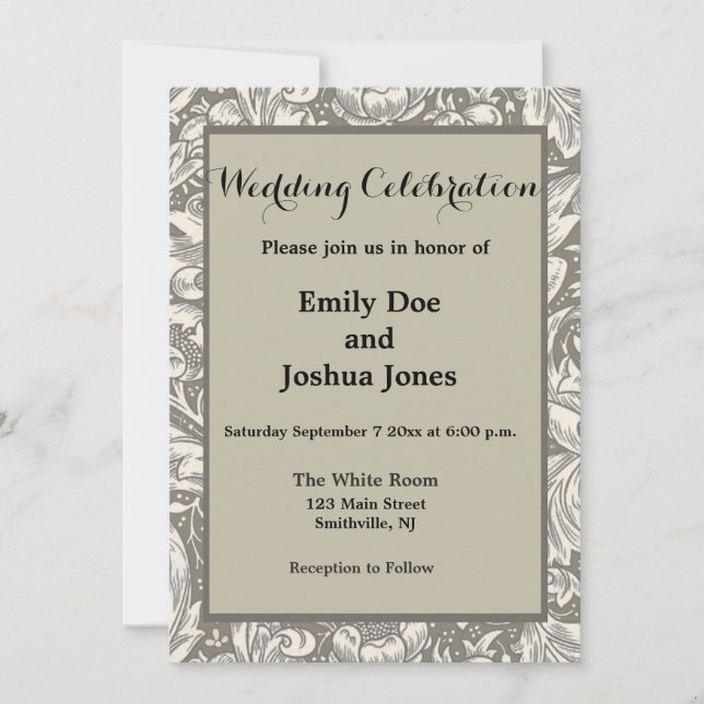 Invitación Botón de soltero de damasco antiguo William Morris (Anverso)