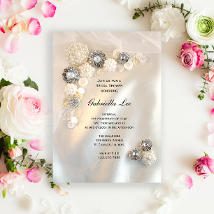 Invitación Botones de diamantes de perlas blancas falsas Duch