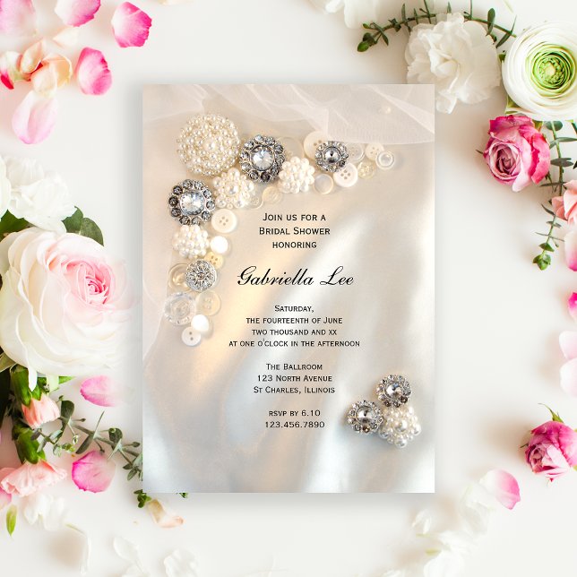 Invitación Botones de diamantes de perlas blancas falsas Duch (Subido por el creador)