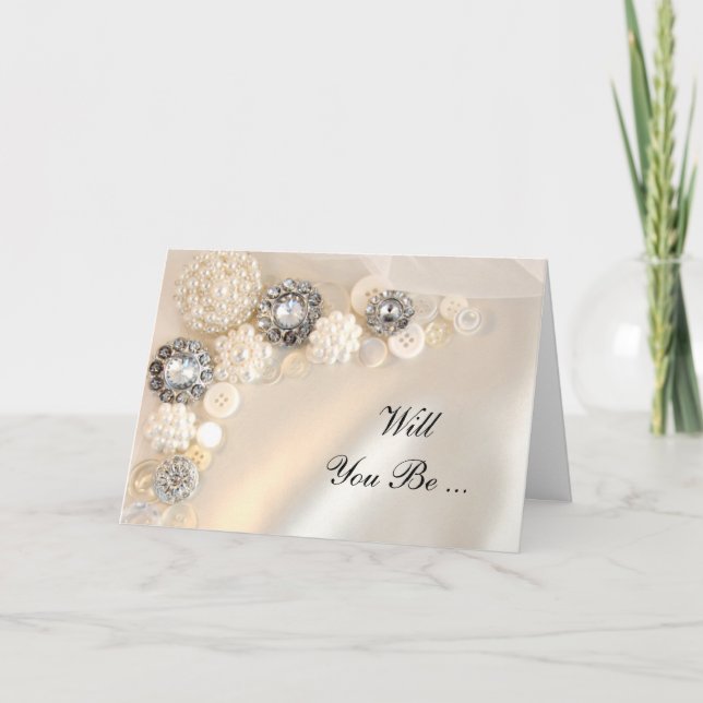 Invitación Botones Pearl Diamonds Serás Mi Noviaria (Anverso)