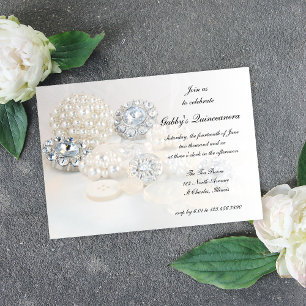 Invitación Botones Pearl y Diamond Quinceañera Fiesta