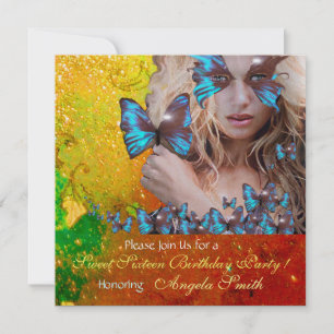 INVITACIÓN BOTOSA AZUL DULCE 16 FIESTA MONOGRAMA,ORO