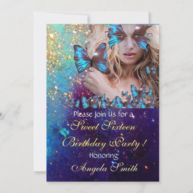 Invitación BOTOSA AZUL DULCE 16 FIESTA MONOGRAMA Plata (Anverso)