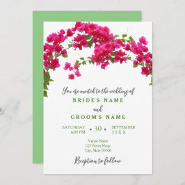 Invitación Bougainvillea boda de fuchsia verde tropical