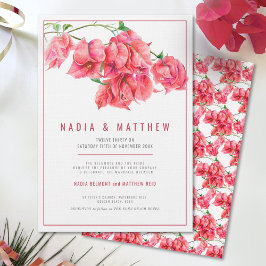 Invitación Bougainvillea color de agua rosado boda