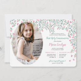 Invitación Bougainvillea Foto Primera Comunión Santa