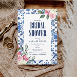 Invitación Bougainvillea italiana ducha de novia mediterránea