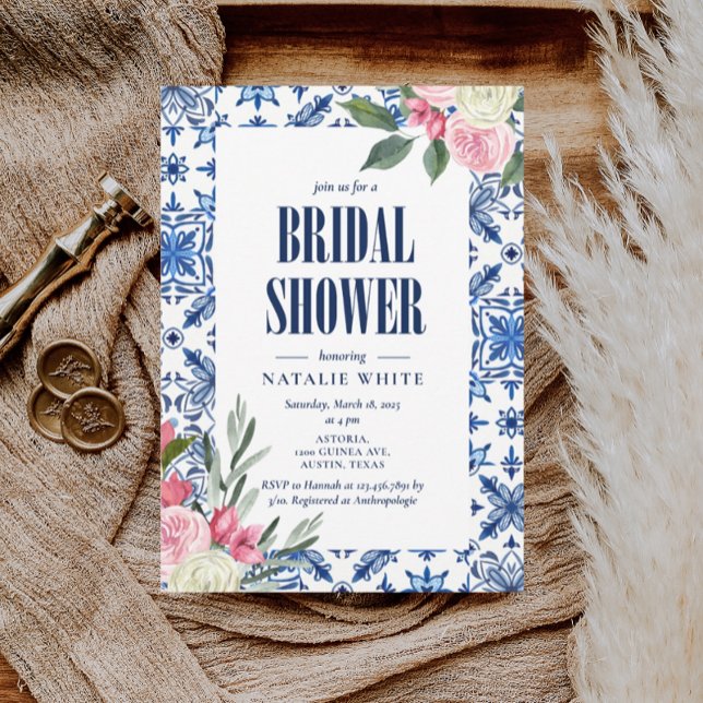 Invitación Bougainvillea italiana ducha de novia mediterránea (Subido por el creador)