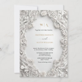 Invitación Bougainvillea Oro Verde Boda Art Nouveau Mucha