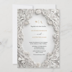Invitación Bougainvillea Oro Verde Boda Art Nouveau Mucha