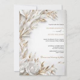 Invitación Bougainvillea Oro Verde Boda Art Nouveau Mucha