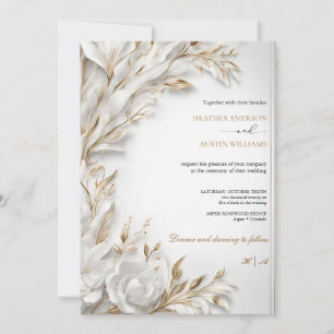 Invitación Bougainvillea Oro Verde Boda Art Nouveau Mucha