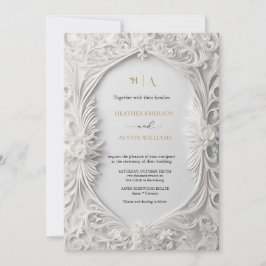 Invitación Bougainvillea Oro Verde Boda Art Nouveau Mucha