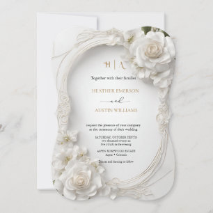 Invitación Bougainvillea Oro Verde Boda Art Nouveau Mucha