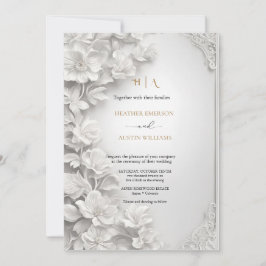 Invitación Bougainvillea Oro Verde Boda Art Nouveau Mucha