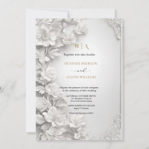 Invitación Bougainvillea Oro Verde Boda Art Nouveau Mucha
