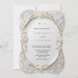 Invitación Bougainvillea Oro Verde Boda Art Nouveau Mucha