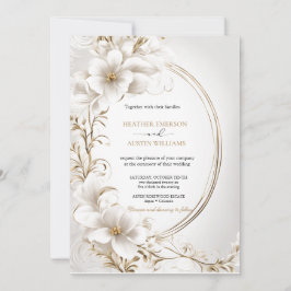 Invitación Bougainvillea Oro Verde Boda Art Nouveau Mucha