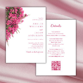Invitación Bougainvillea Rosa Acuarela Todo En Uno Boda