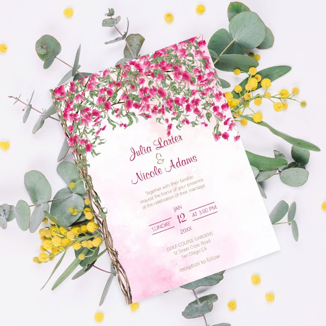 Invitación Bougainvillea Rosada Ducha de Boda Forestal Tropic (Subido por el creador)