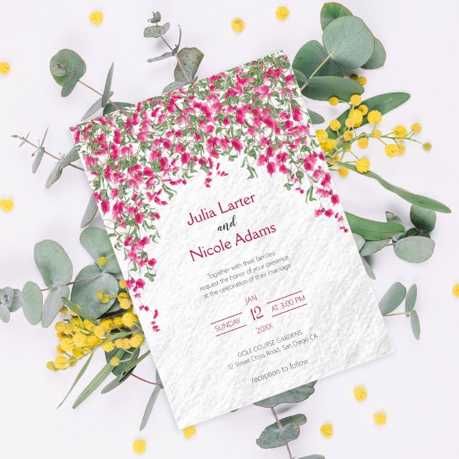 Invitación Bougainvillea Rosada Ducha de Boda Forestal Tropic (Subido por el creador)