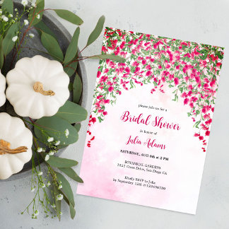 Invitación Bougainvillea Rosada Ducha de novias Forestal Trop