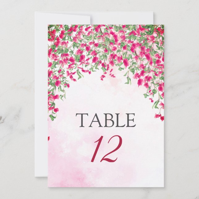 Invitación Bougainvillea Tropical Forest Wedding Table Number (Anverso)