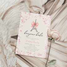 Boujour Bebe Paris Francés Toile Pink Baby Shower