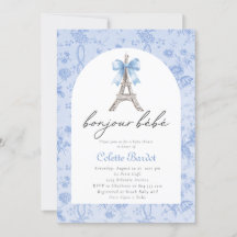 Boujour Bebe Paris French Toile Blue Baby Shower